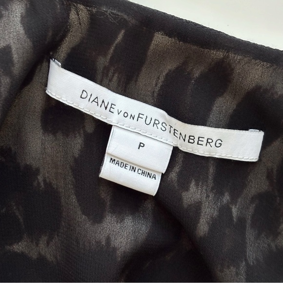 Diane Von Furstenberg Jackie Silk Tank Top XS Cheetah Print Black - Picture 6 of 9